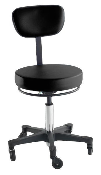 Reliance Pre-Test Black 5346 Pneumatic Stool with Back & Ring